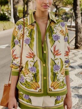 NWT FARM Rio Sand Tropical Scarf Shirt